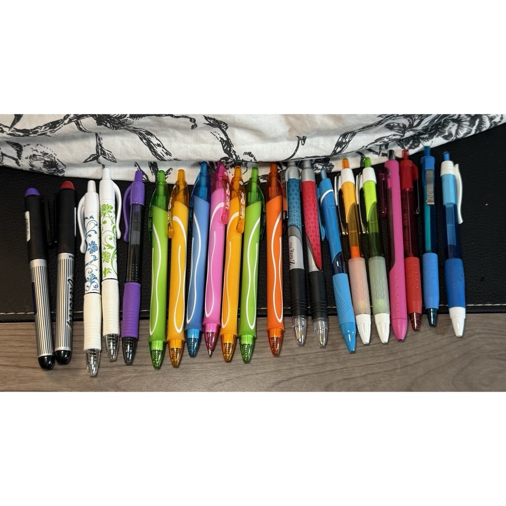 HUGE Colored Pens Lot 21 Pieces Journaling Coloring Notes BIC Pilot G2 & More